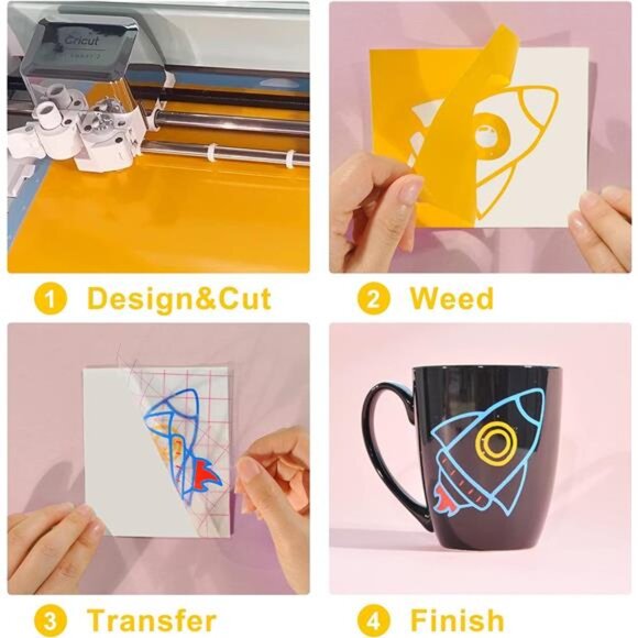 74 Pack Permanent Vinyl for Cricut - Self Adhesive Vinyl with 2 Transfer Paper - Picture 5 of 7